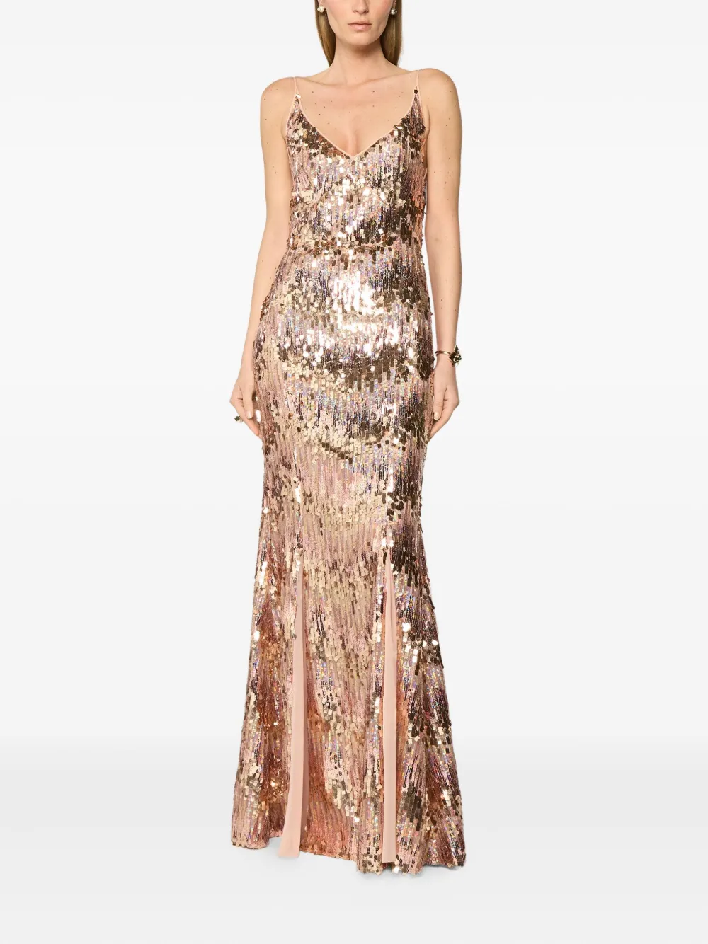 Genny sequin-embellished split cocktail dress Roze