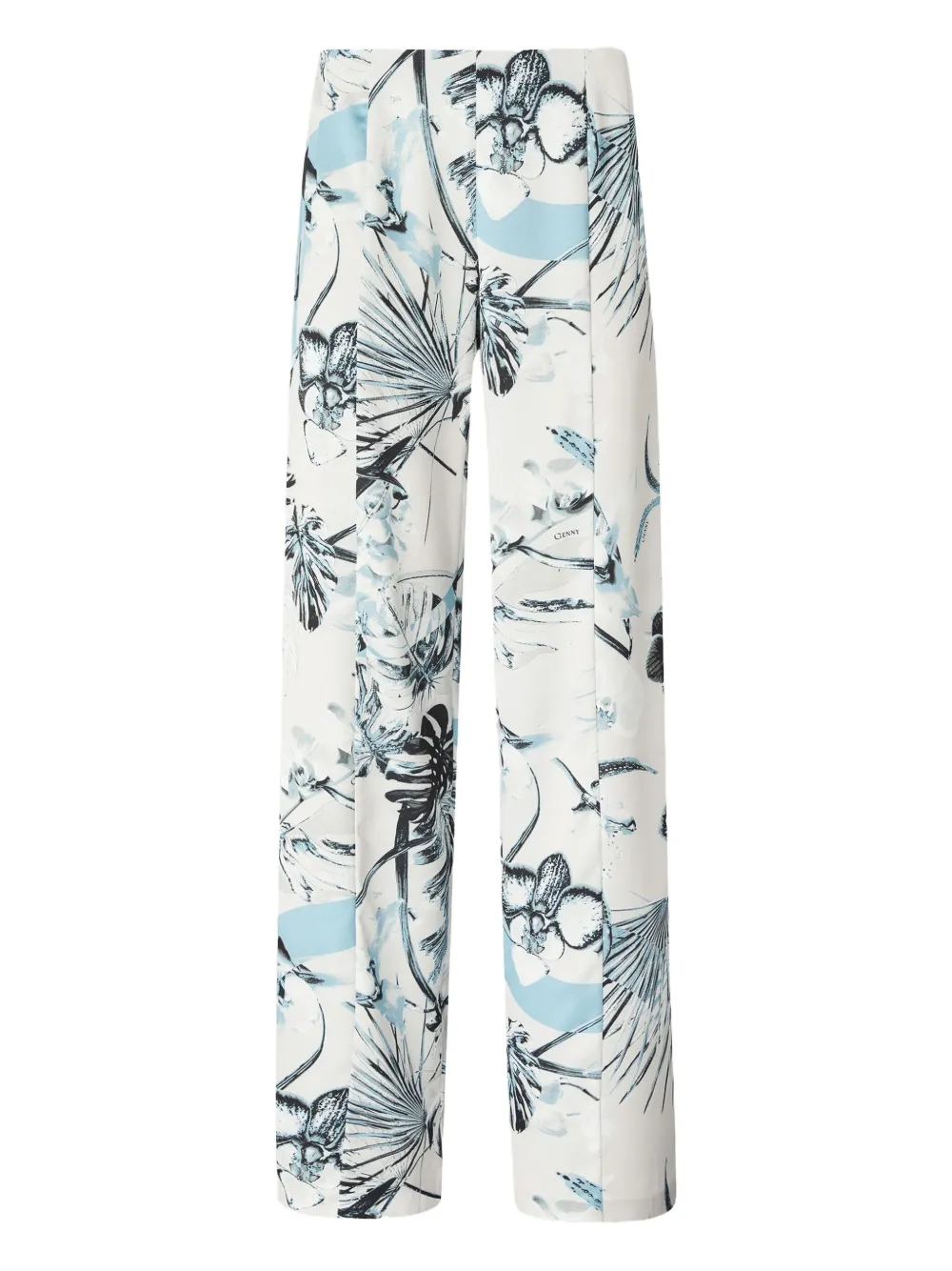 Genny Broek met bloemenprint Blauw