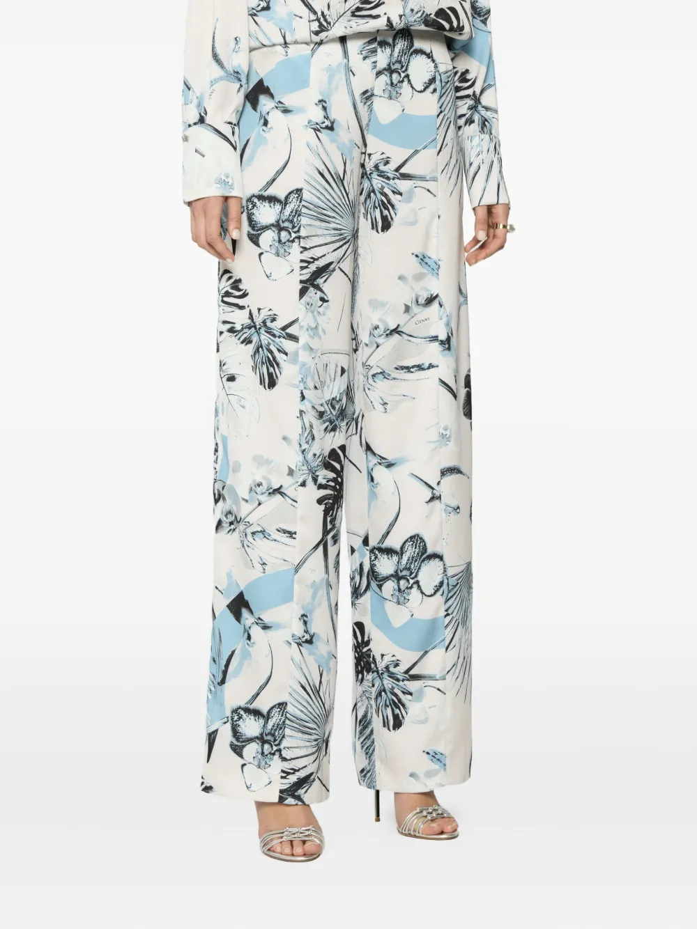 Genny Broek met bloemenprint Blauw