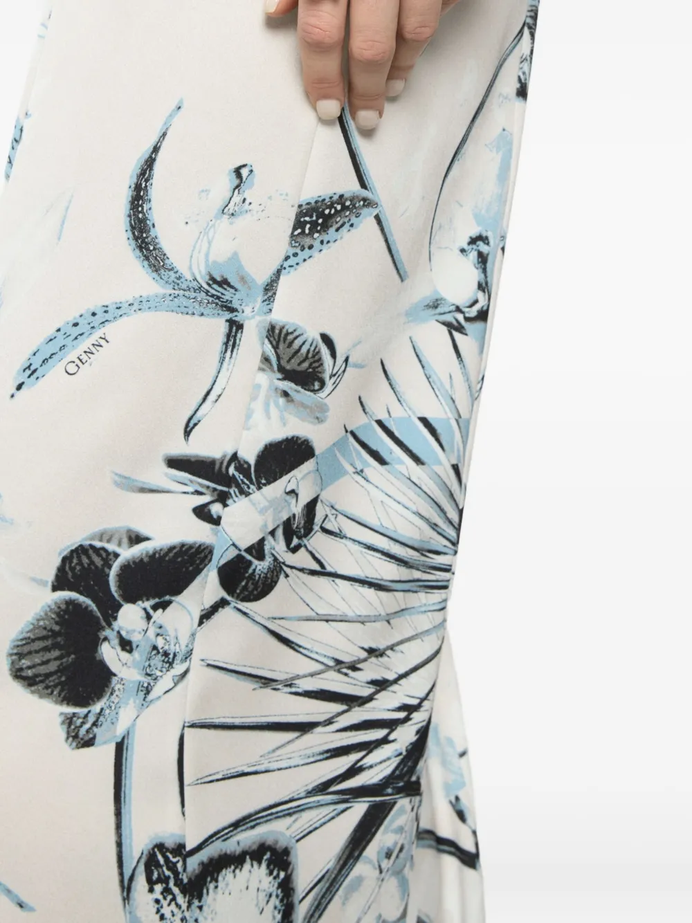 Genny Broek met bloemenprint Blauw