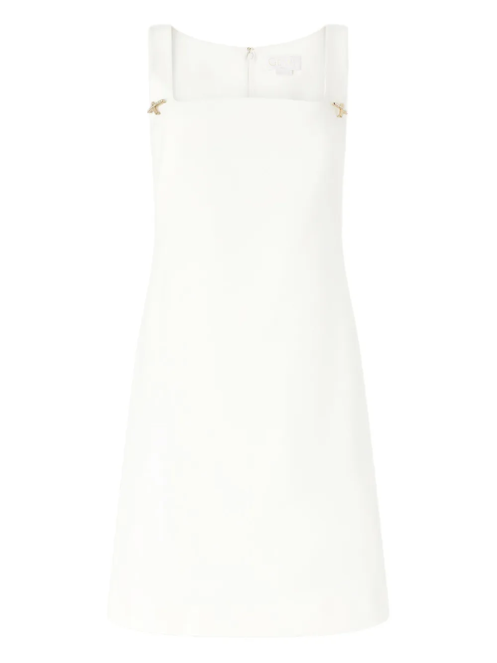 Genny square-neck rhinestone-embellished dress - ホワイト Genny square-neck rhinestone-embellished dress - ホワイト