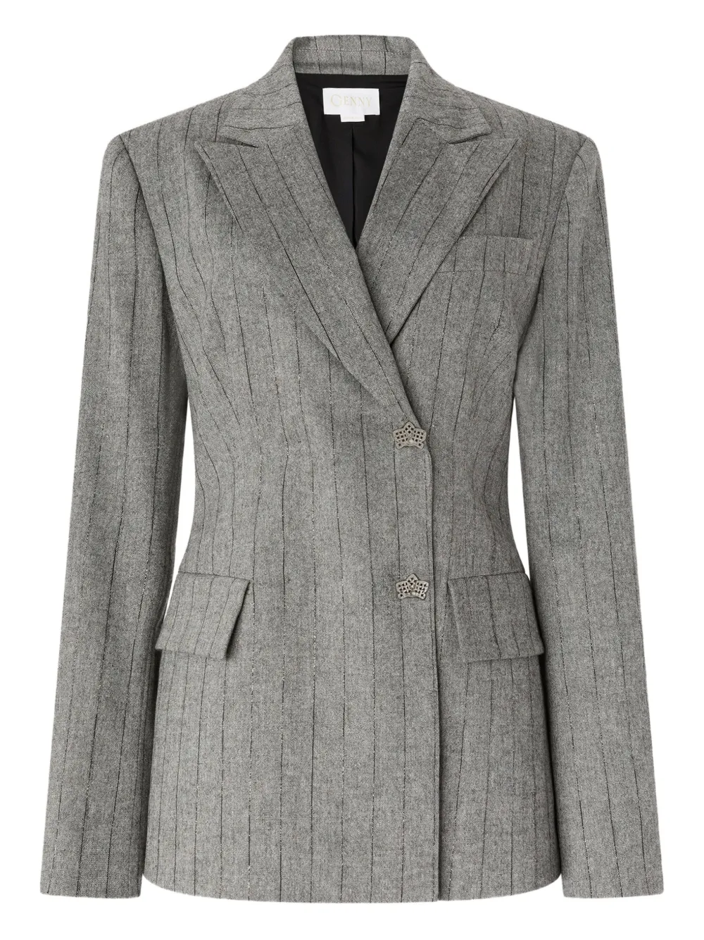 Genny Pinstripe Crystal-embellished Jacket In Gray