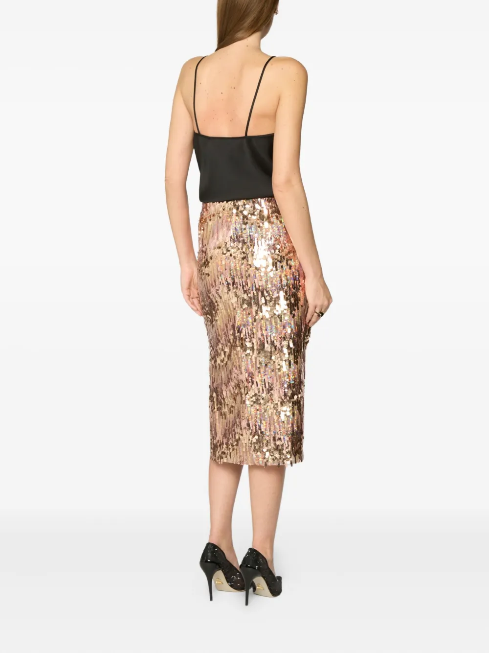 Genny Midi-rok met pailletten Goud