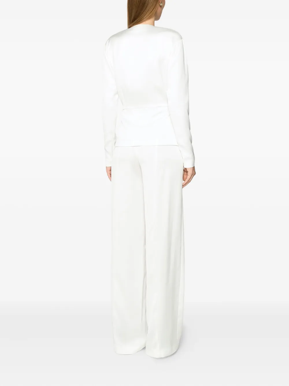 Genny crystal-embellished wrap blouse Wit