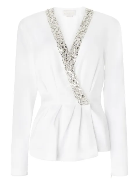 Genny crystal-embellished wrap blouse
