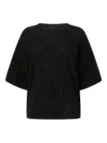 Genny glitter-embellished short-sleeves top - Black