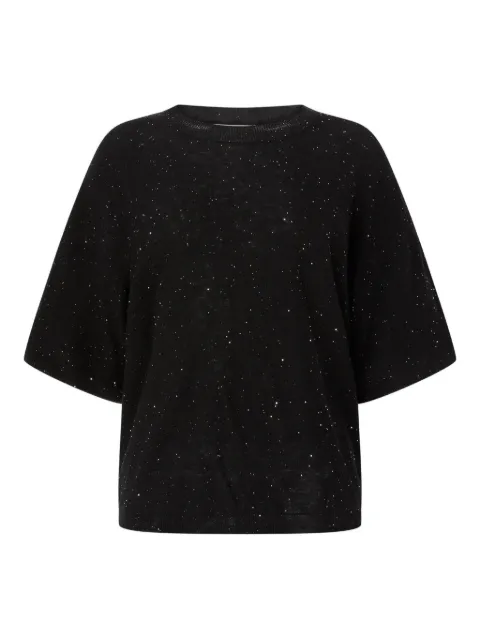 Genny glitter-embellished short-sleeves top
