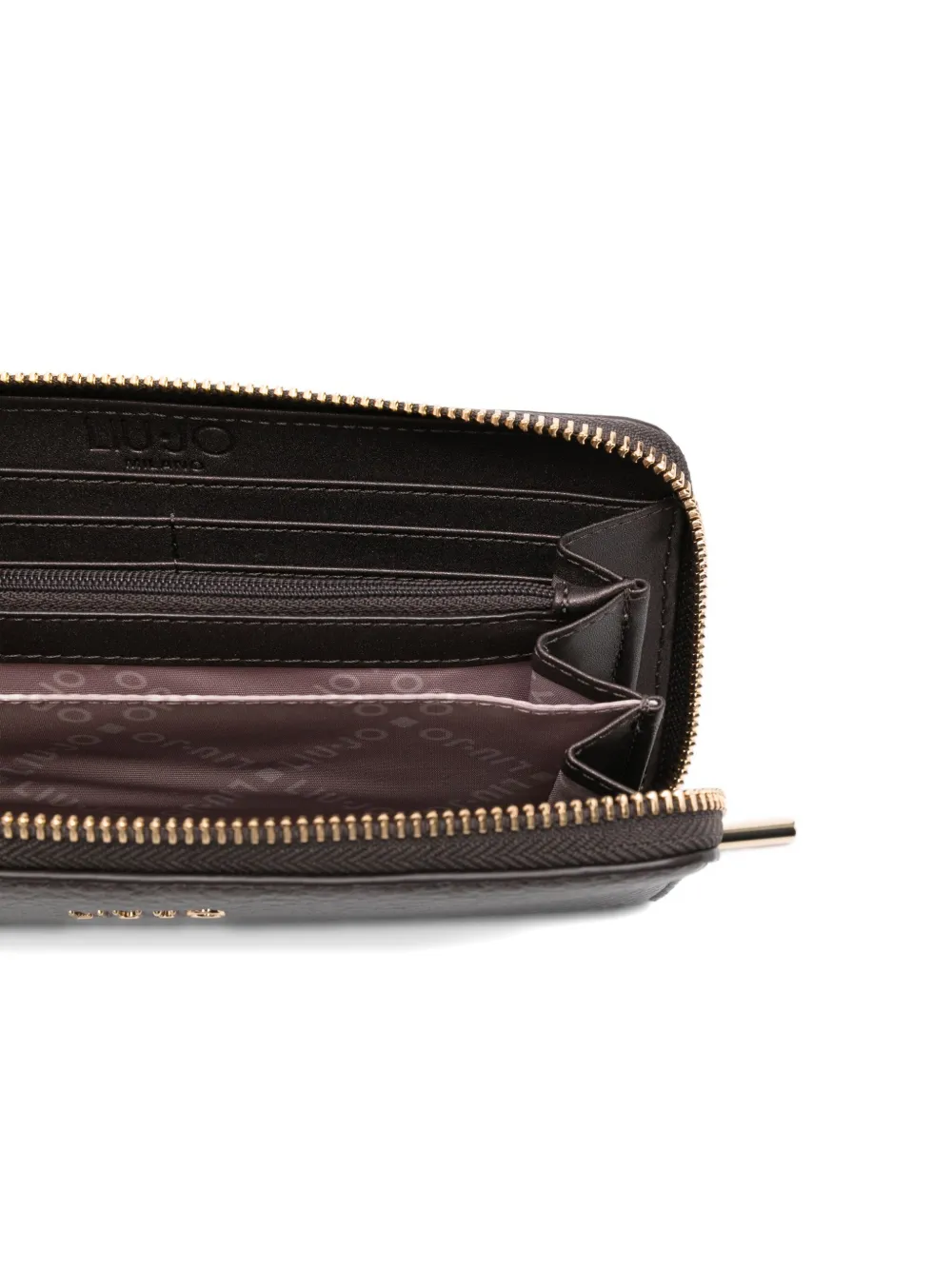 Liu •jo Metallic Zip-around Wallet In Brown