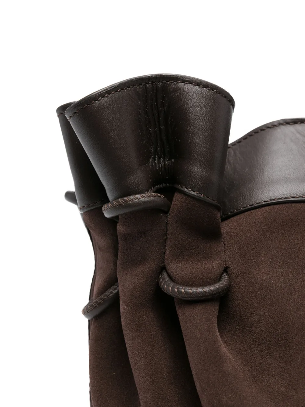 Hereu Arta Ruffled Suede Shoulder Bag In Brown