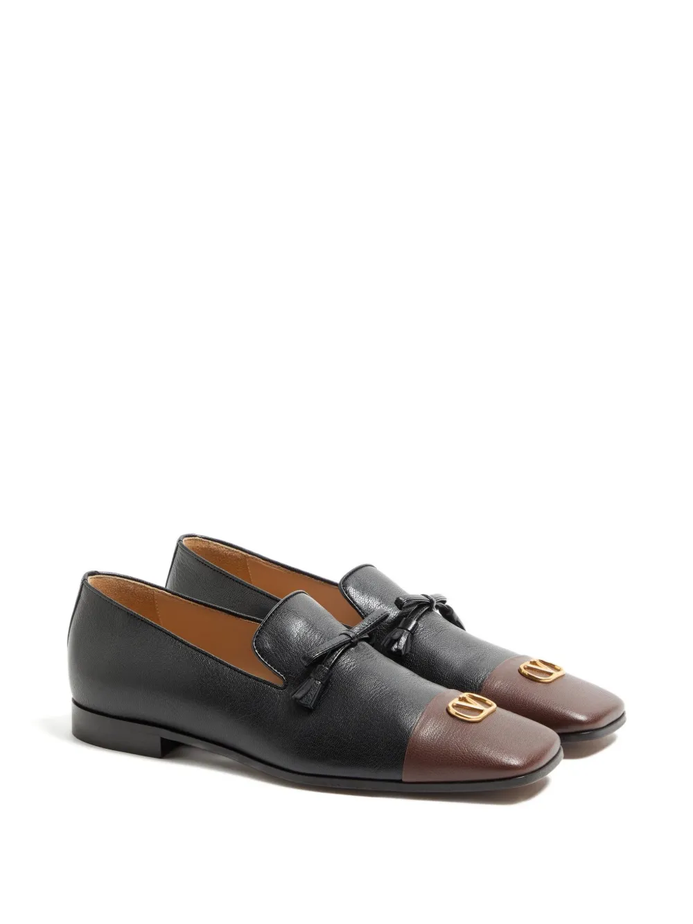 Valentino Garavani Babouchoes loafers met kwastje en logo Zwart