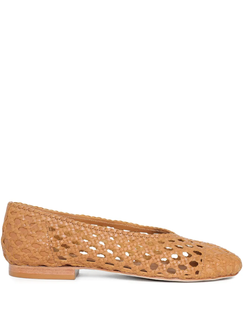 Sarah Chofakian woven-leather flat pumps Brown