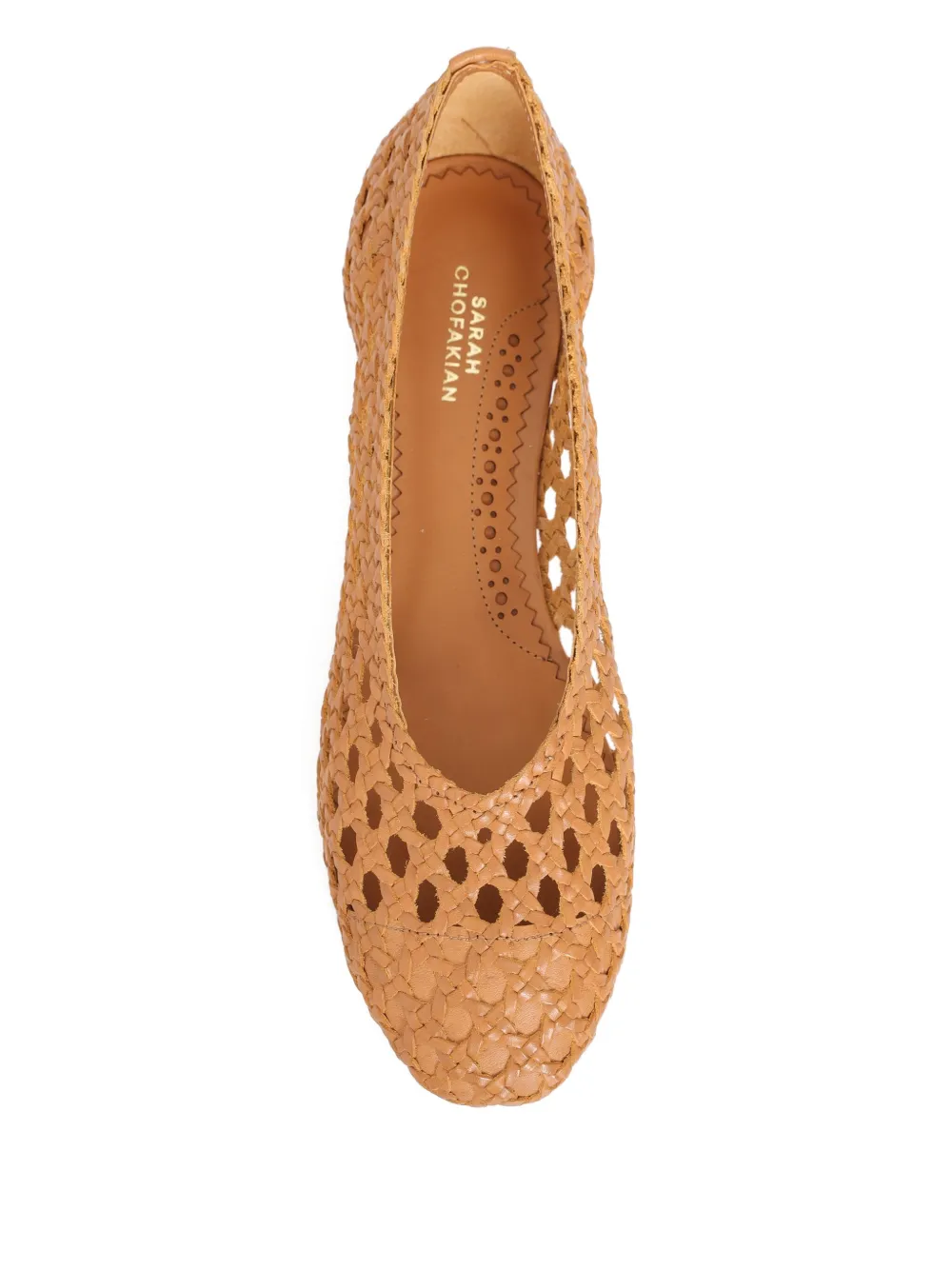 Sarah Chofakian woven-leather flat pumps Brown