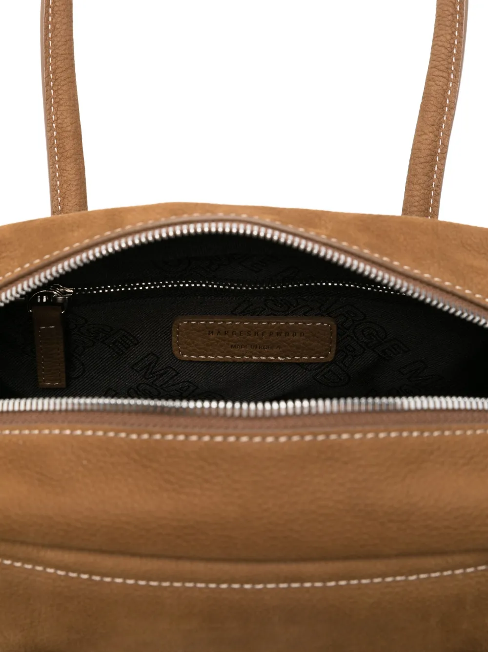Marge Sherwood Shopper van kalfsleer met logo-reliëf Bruin