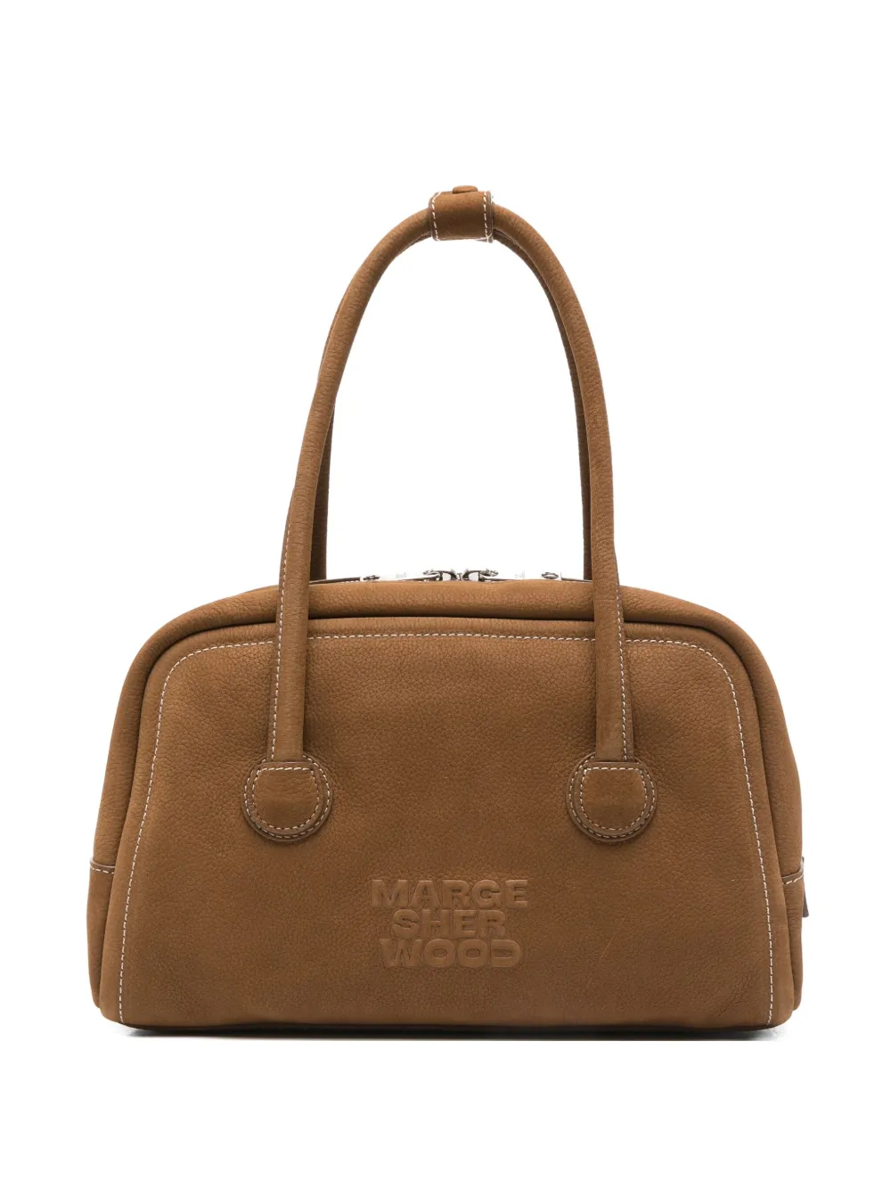 Marge Sherwood Shopper van kalfsleer met logo-reliëf Bruin