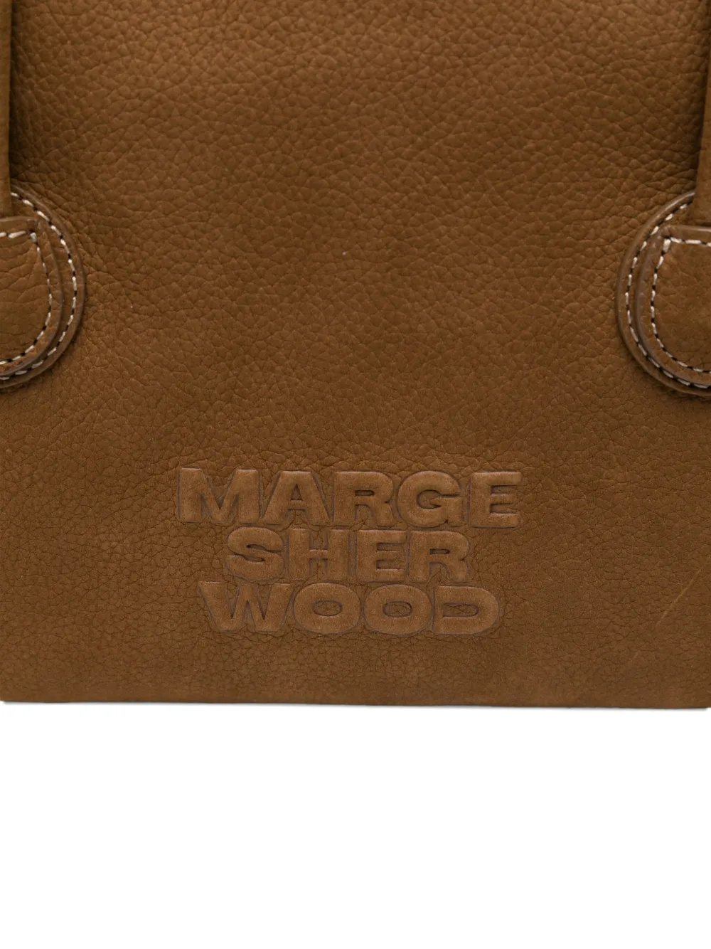 Marge Sherwood Shopper van kalfsleer met logo-reliëf Bruin