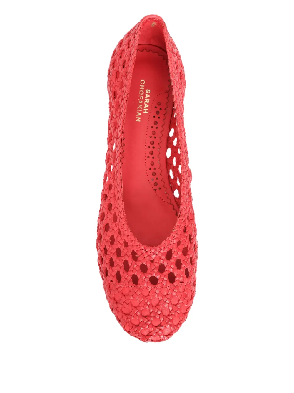 Sarah Chofakian Geweven leren pumps Rood