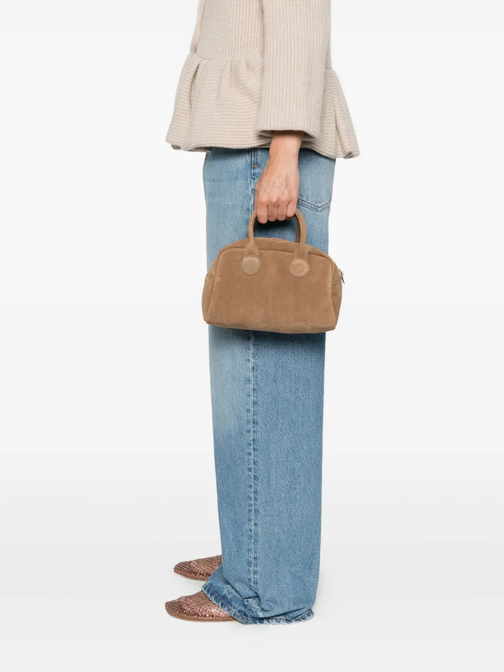 Marge Sherwood Suède shopper met handgreep - Bruin