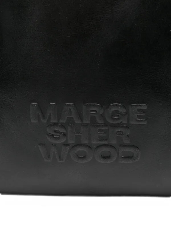 トートバッグ Marge Sherwood logo-embossed calfskin tote bag Marge Sherwood embossed-logo top-handle Tote Bag | Black