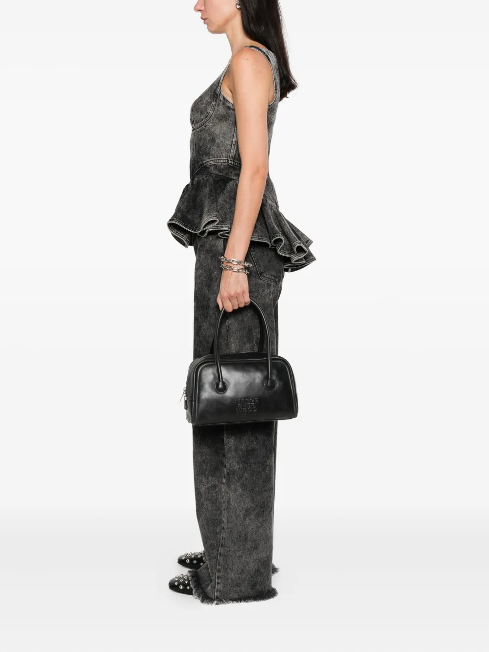 Marge Sherwood Shopper met logo-reliëf - Zwart