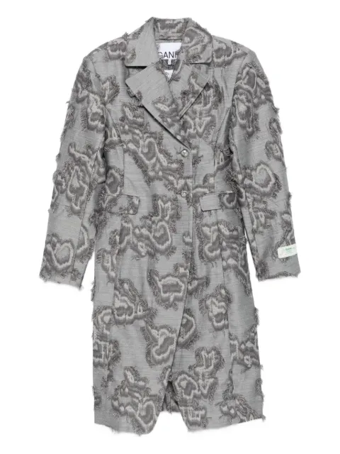 GANNI frayed cloud-print coat
