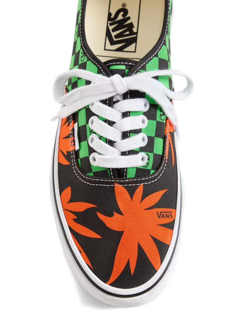 Valentino Garavani And Vans Low-top Fabric Trainer With Vlogo Checkerboard Print And Tropical Leaves In Black