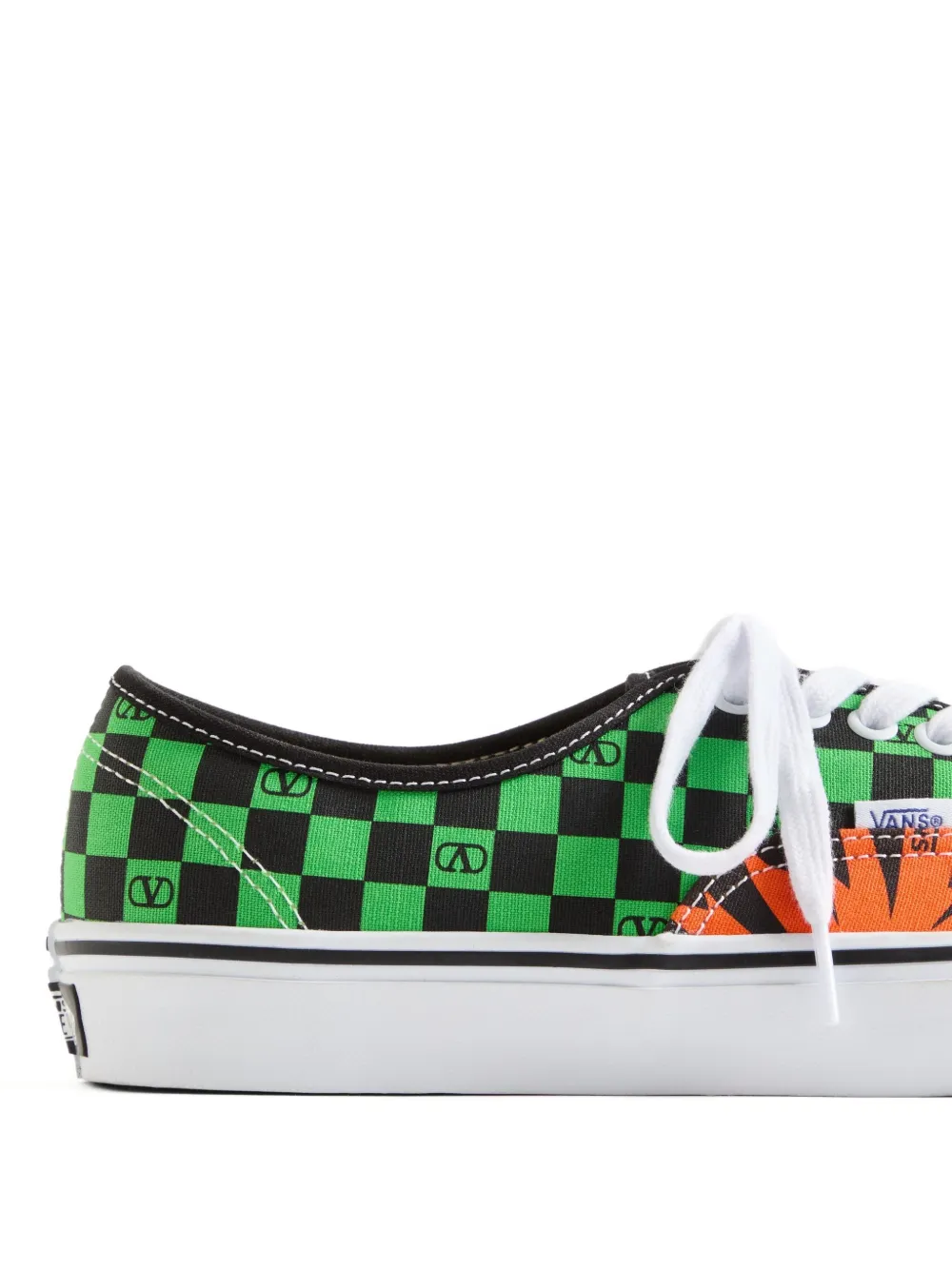 Valentino Garavani And Vans Low-top Fabric Trainer With Vlogo Checkerboard Print And Tropical Leaves In Black