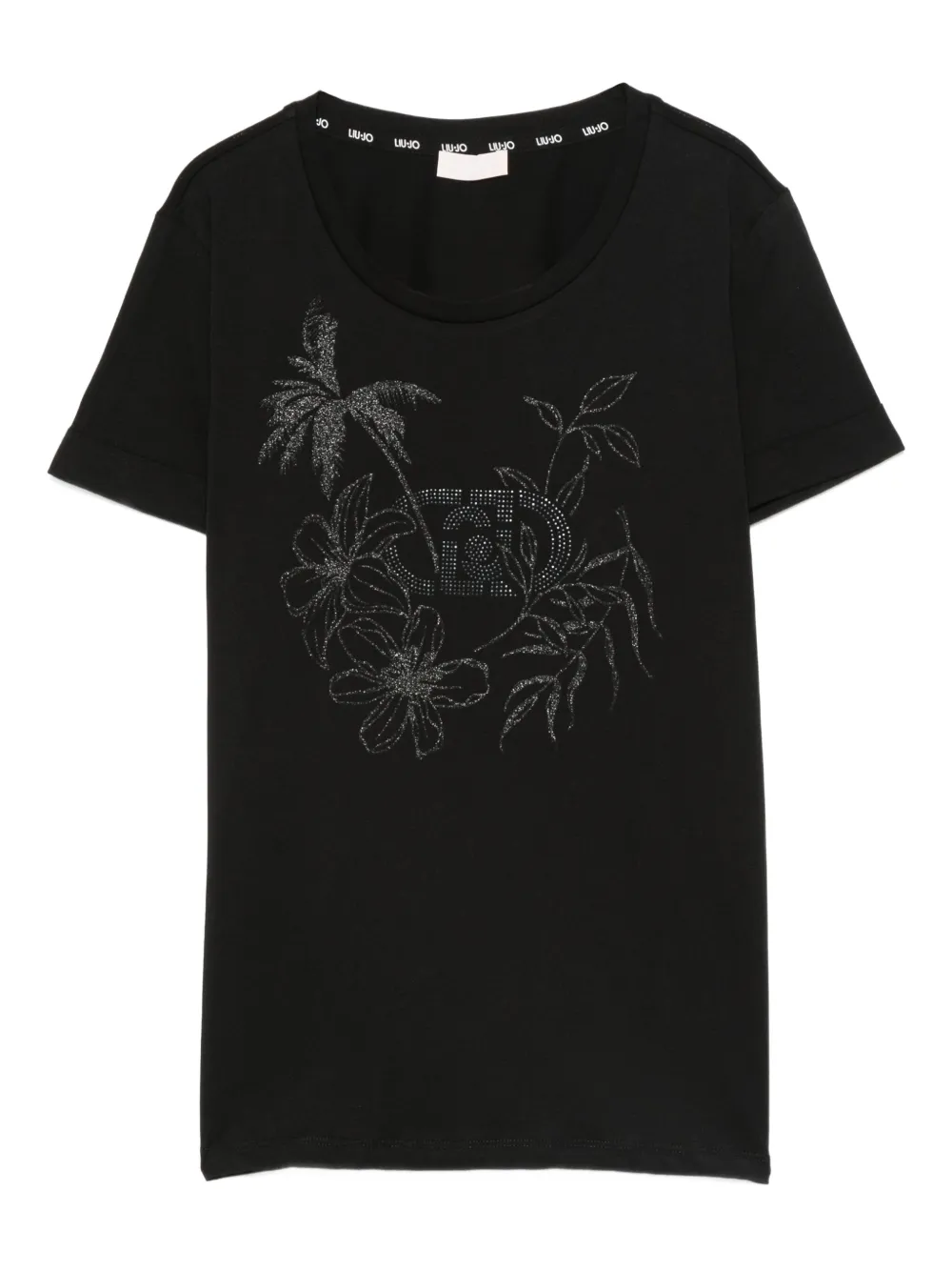 floral-embellished cotton T-shirt