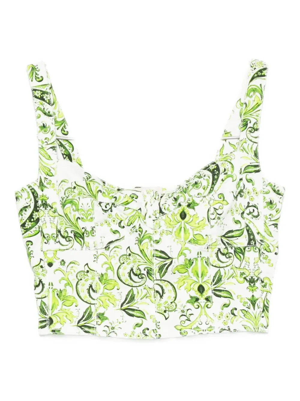 Liu •jo Floral-print Bustier Top In Green