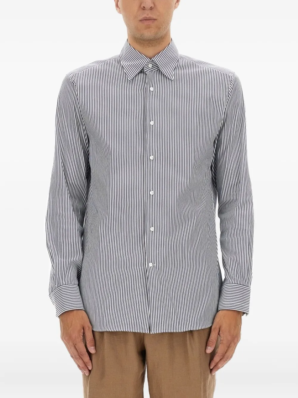 BOSS Gestreiftes Kamelhemd | Weiß | Image 1