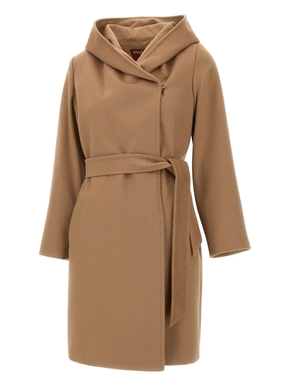 Max Mara Wollen jas met ceintuur en dubbele rij knopen Bruin