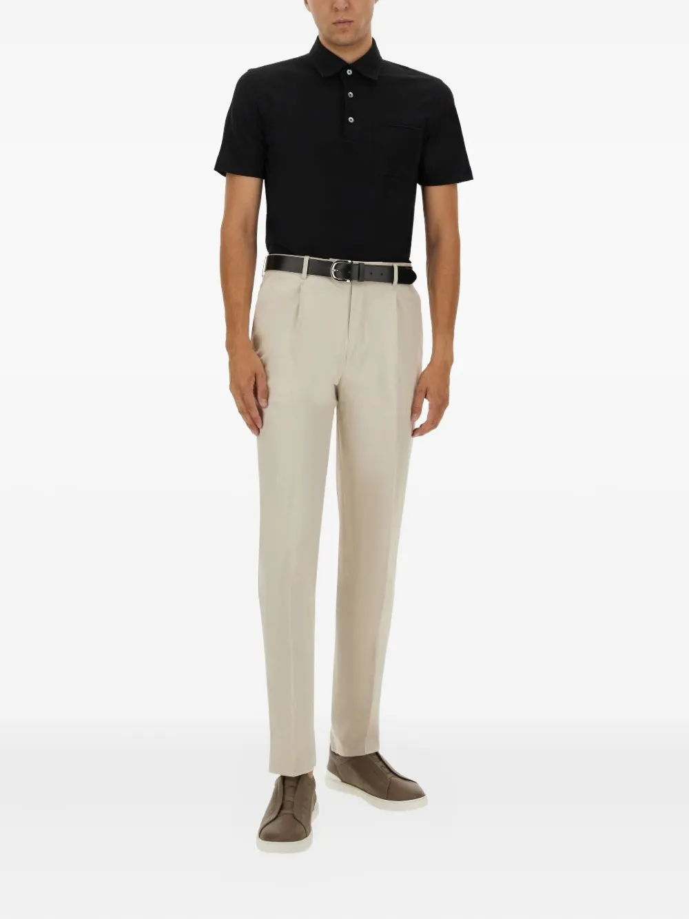 Zegna pocket polo shirt - Zwart