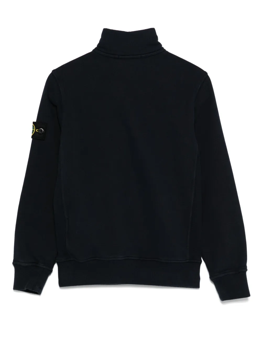 Stone Island Junior Sweater met Compass-logopatch en halve rits Blauw