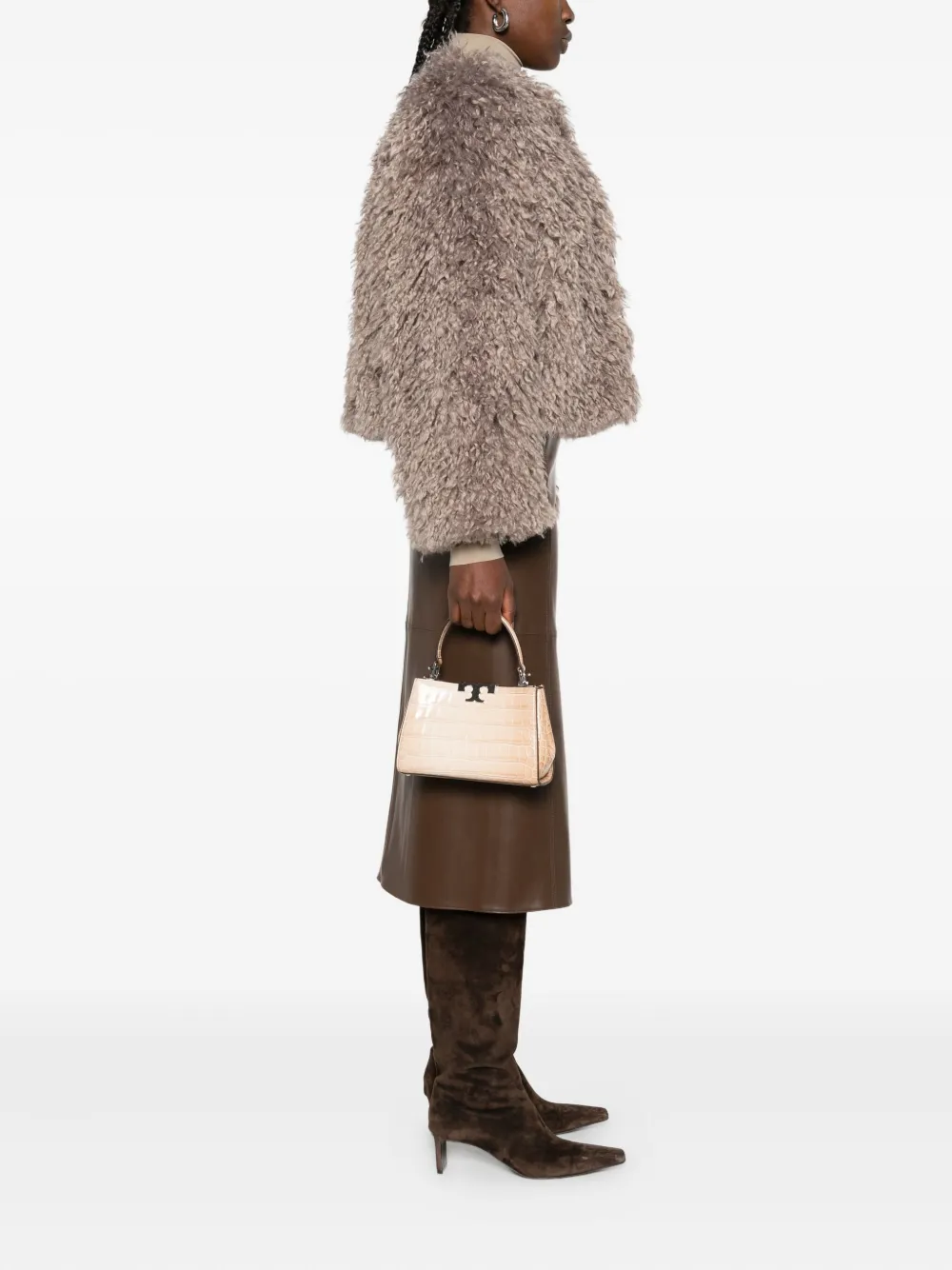 Tory Burch Eleanor kleine handtas met reliëf Beige