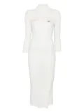 Elisabetta Franchi ribbed roll-neck side-slit midi dress - Neutrals