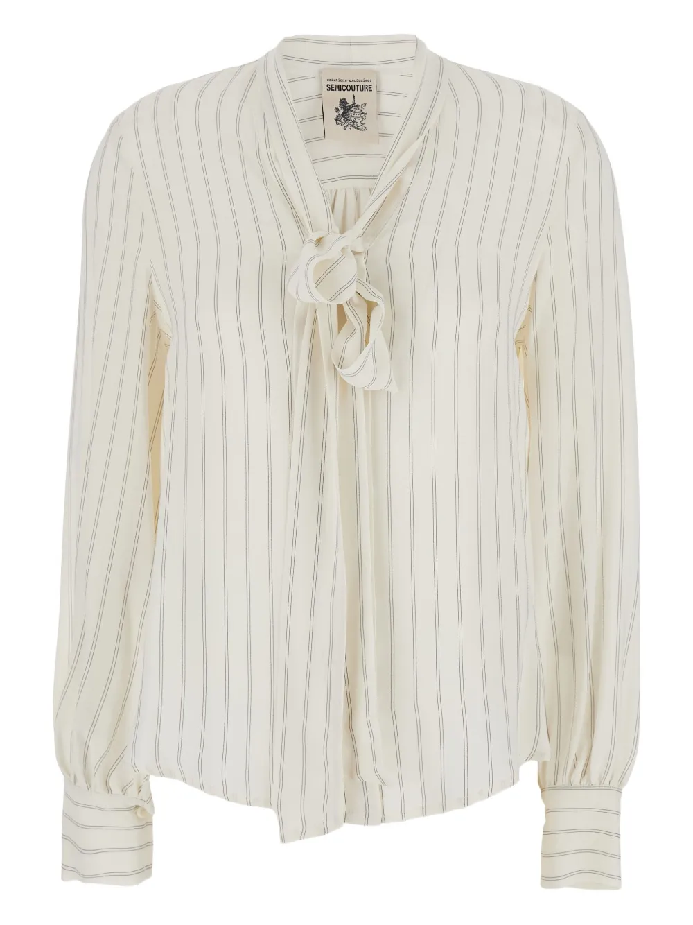 Semicouture Striped Crepe De Chine Shirt In White