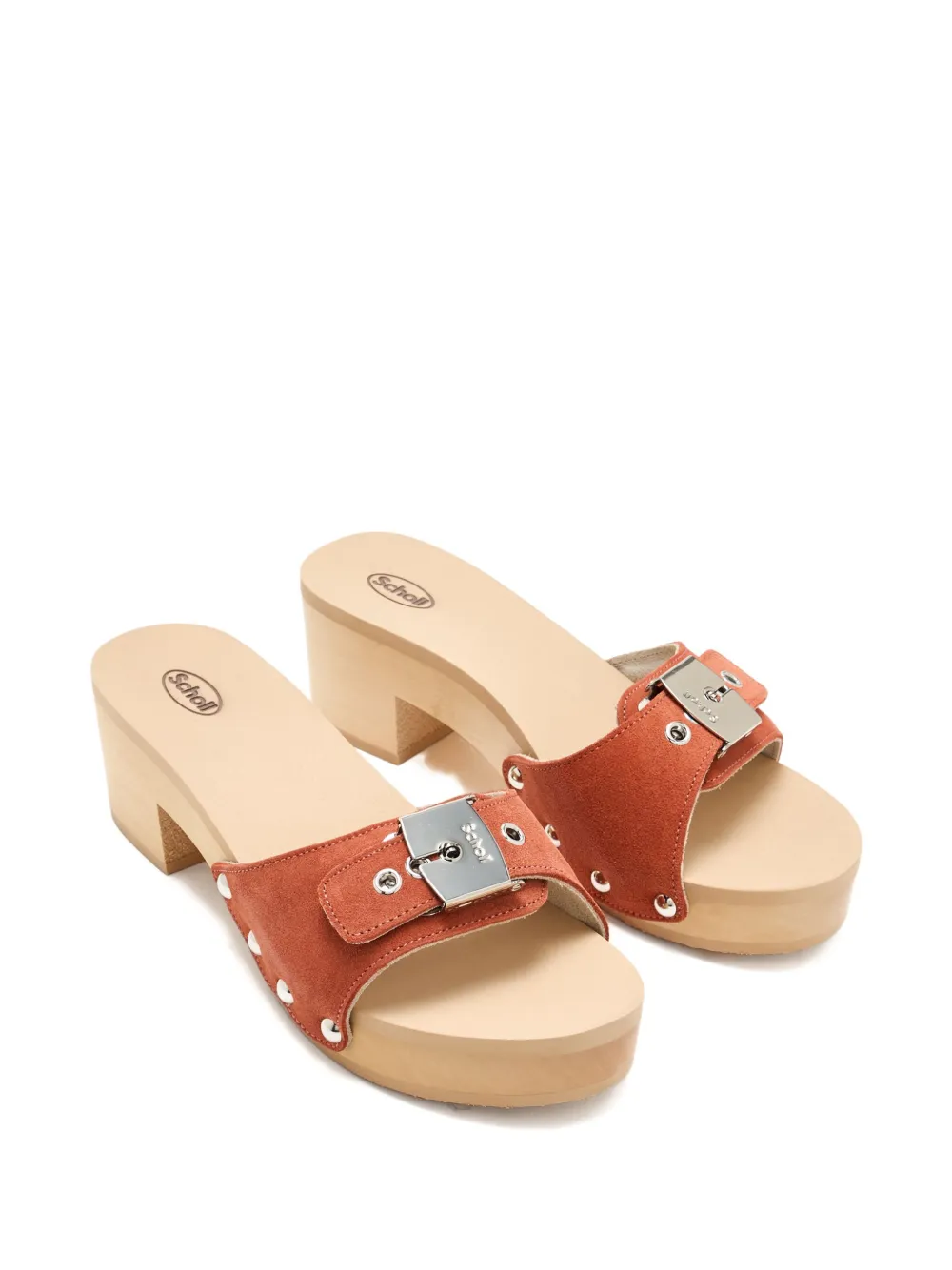 Scholl 40mm Pescura Ibiza Buckle-fastening Studded Sandals In Orange