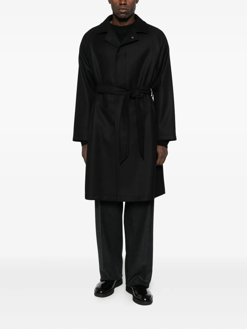Tagliatore Belted Raglan-sleeve Coat In Black