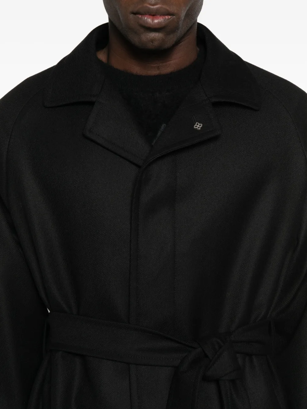 Tagliatore Belted Raglan-sleeve Coat In Black