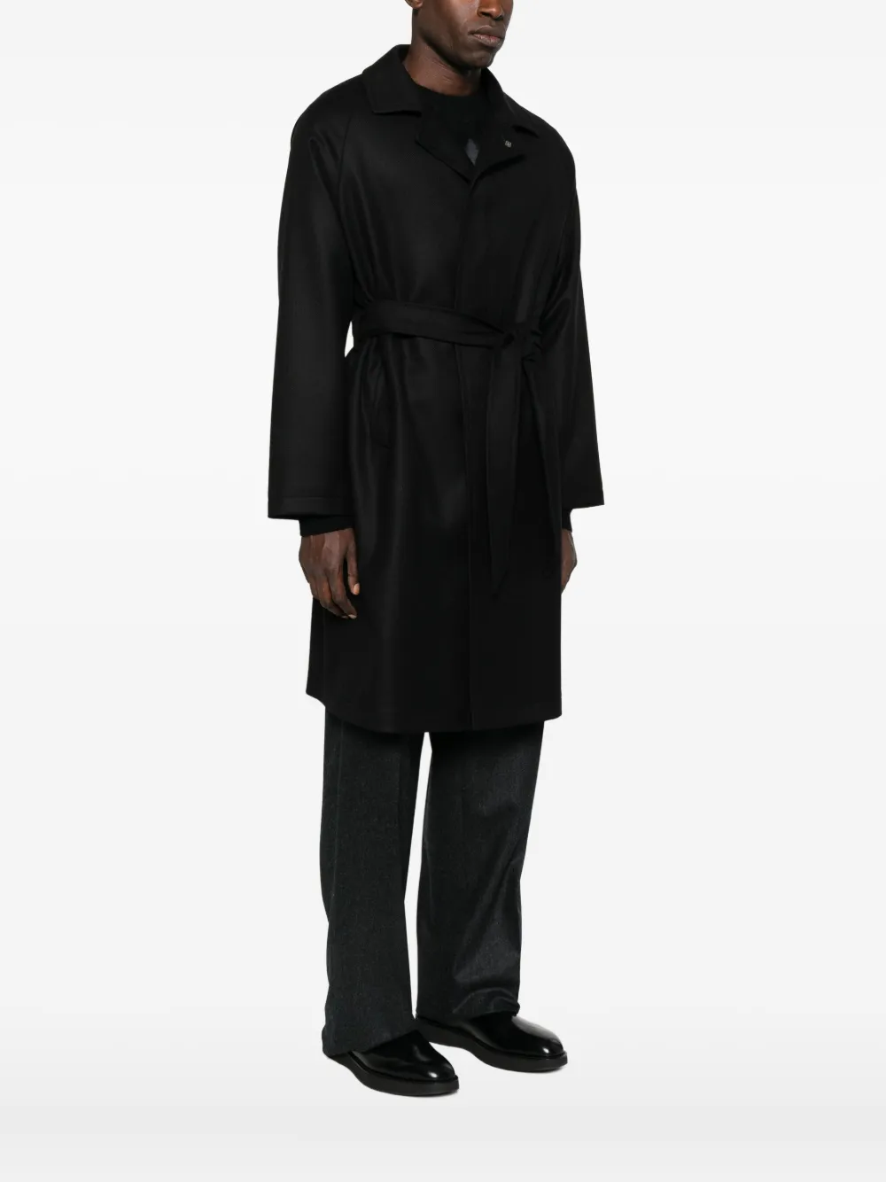 Tagliatore Belted Raglan-sleeve Coat In Black