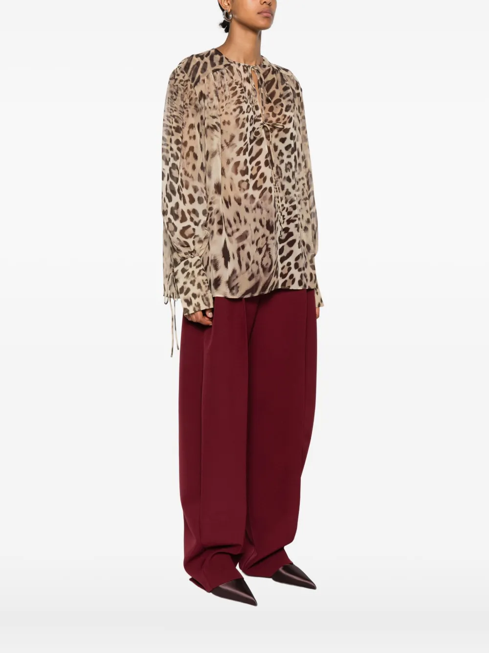 THE ANDAMANE Blouse met luipaardprint Beige