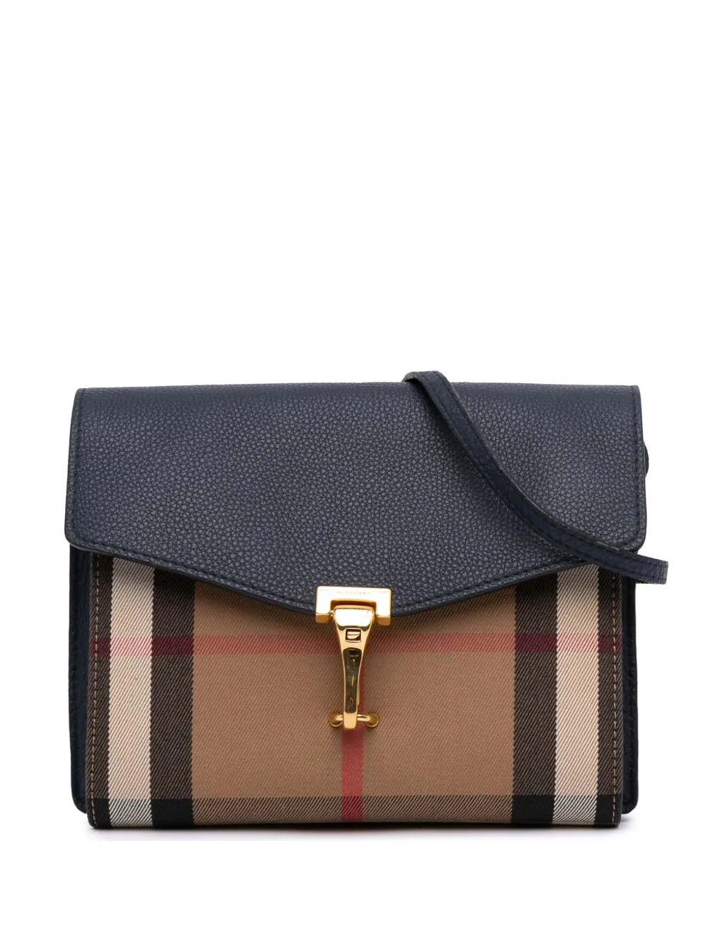Burberry Pre-Owned 2000-2017 スモール レザー&ハウスチェックキャンバス ダービー マッケン ショルダーバッグ Burberry Pre-Owned 2000-2017 スモール レザー&ハウスチェックキャンバス ダービー マッケン ショルダーバッグ