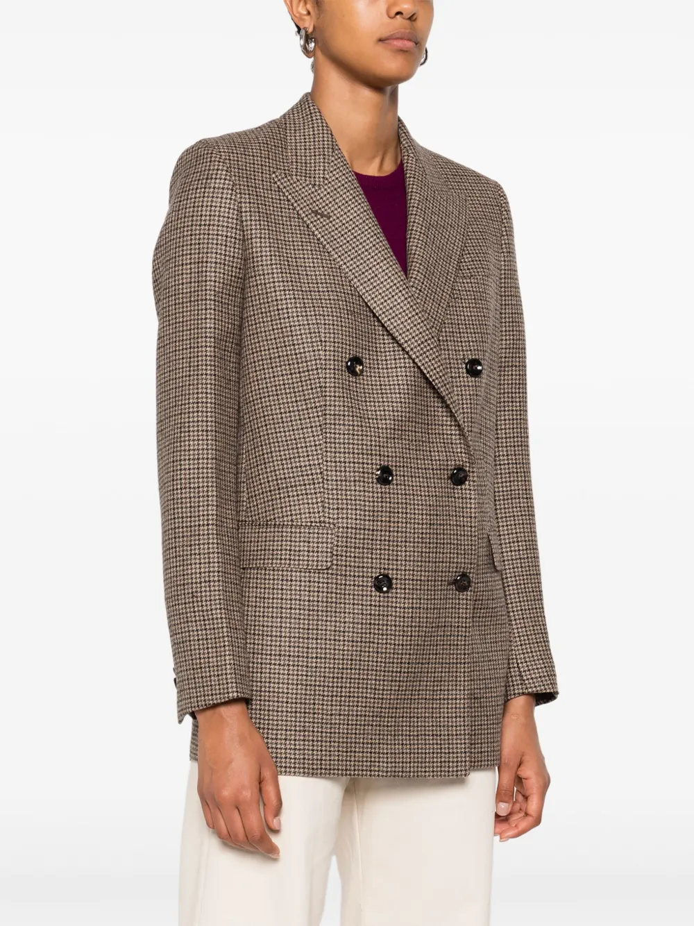 Tagliatore Blazer met pied-de-poule print Bruin