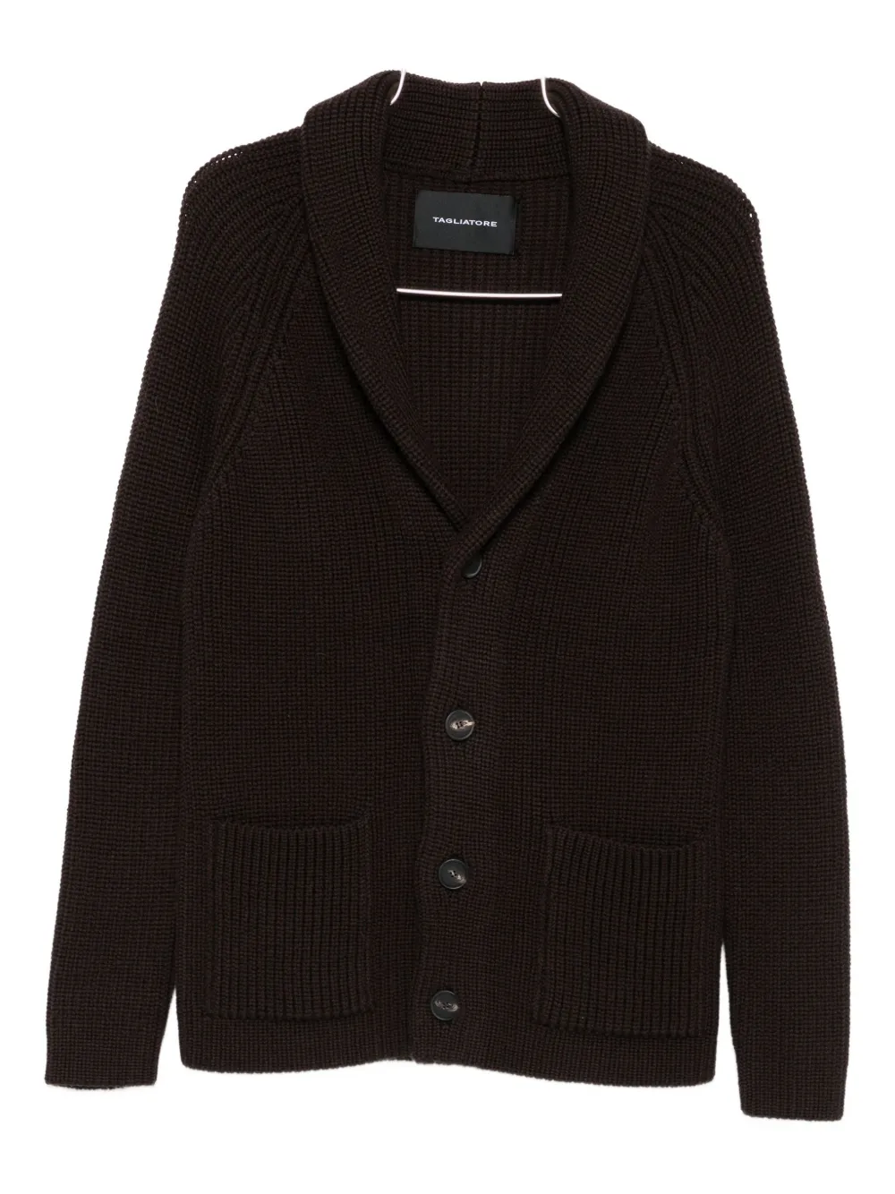 Tagliatore Shawl-collar Pocket Cardigan In Brown