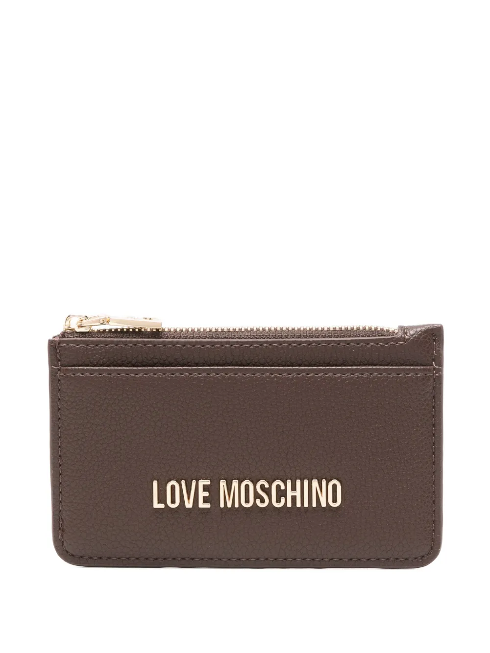 Love Moschino Logo-plaque Zip-fastening Cardholder In Brown