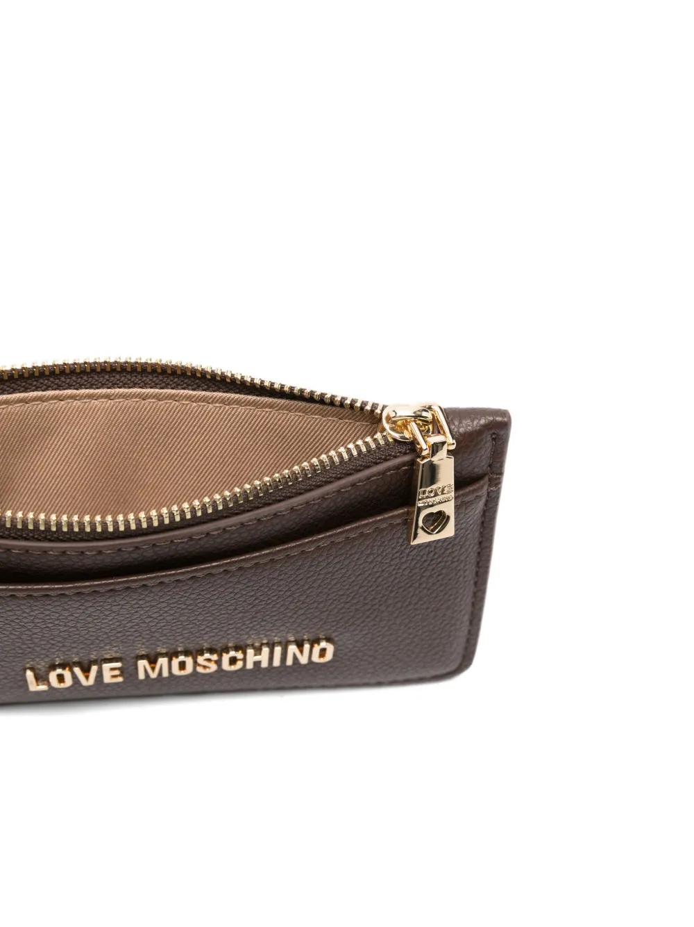 Love Moschino Logo-plaque Zip-fastening Cardholder In Brown