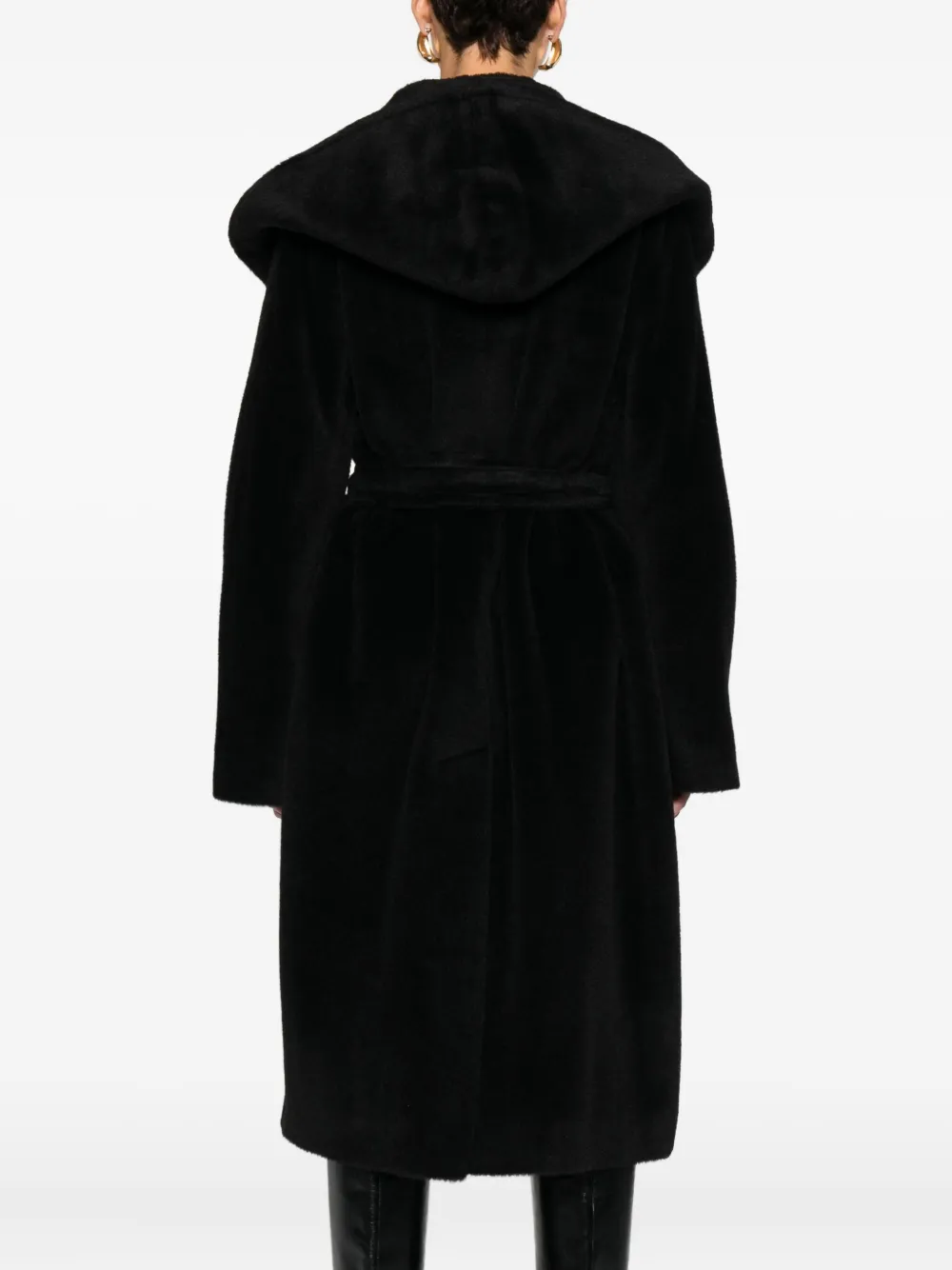 Tagliatore Hooded Belted Coat In Black