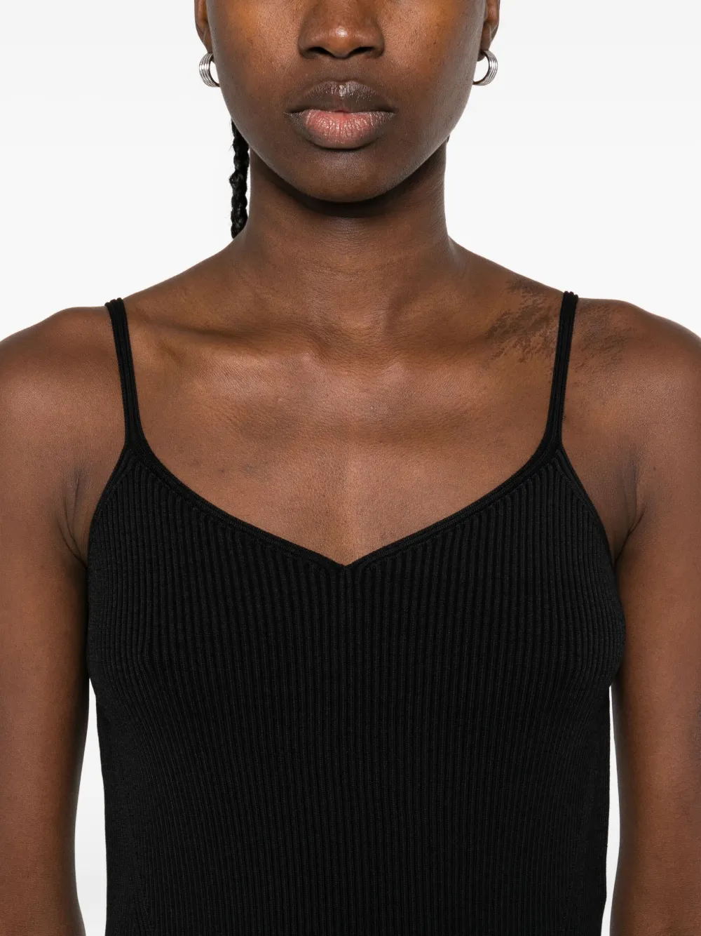 Cfcl Ribbed V-neck Top In Black