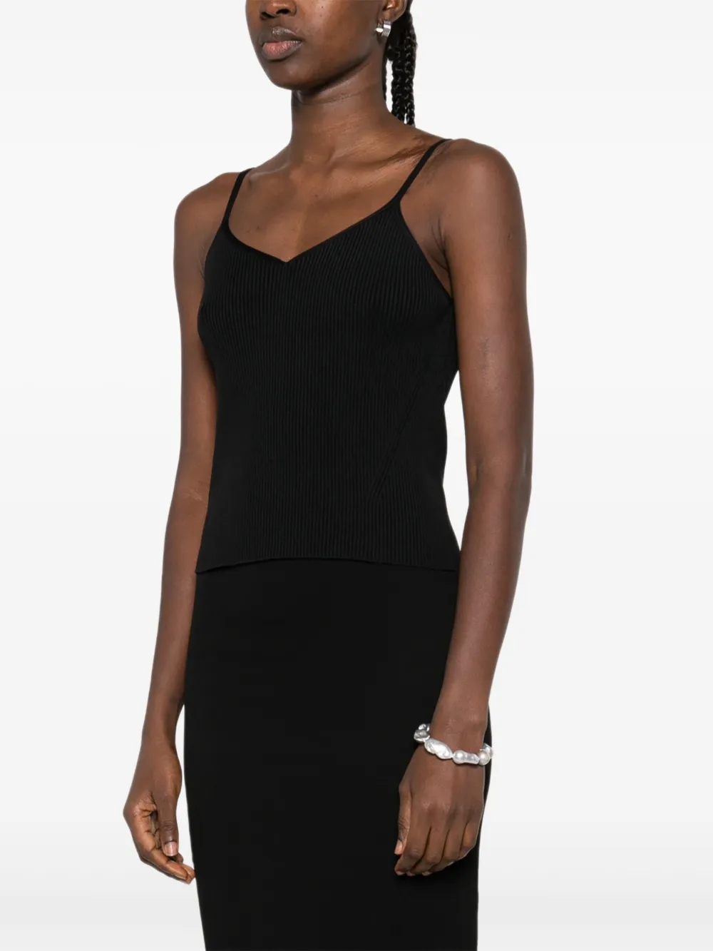 Cfcl Ribbed V-neck Top In Black