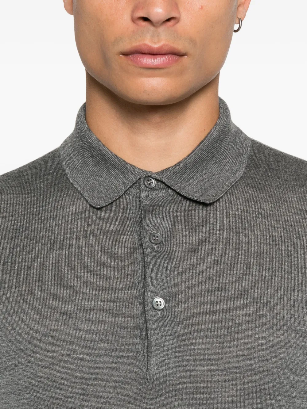 Tagliatore Fijngebreid poloshirt Grijs