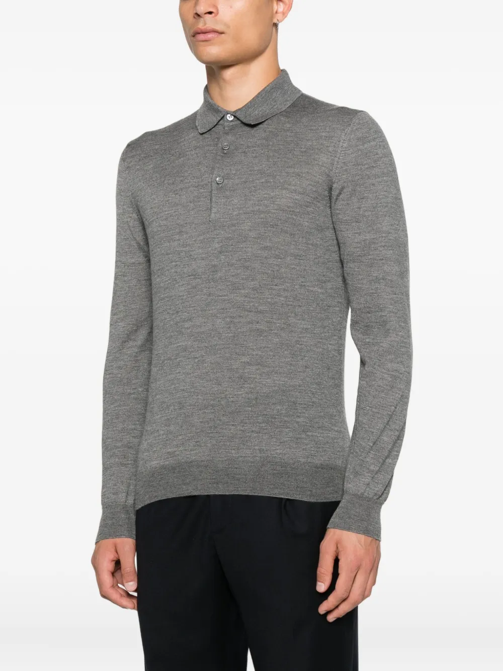 Tagliatore Fijngebreid poloshirt Grijs